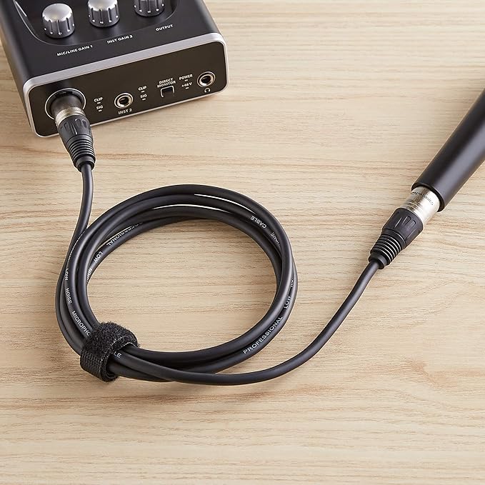 Amazon Basics 2-Pack XLR Microphone Cable for Speaker or PA System, All Copper Conductors, 6MM PVC Jacket, 6 Foot, Black