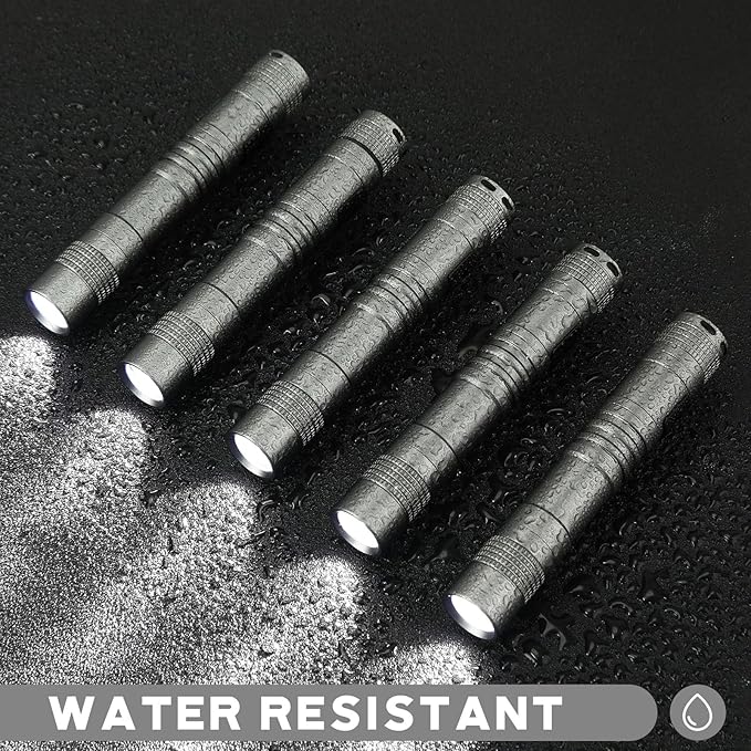 Hortsun 20 Pcs Mini Pen Light Flashlights Christmas Gifts for Men Pocket Flashlights Pen with Clip Small LED Handheld Slim Torches Without Battery(3.54 Inch,Silver Gray)