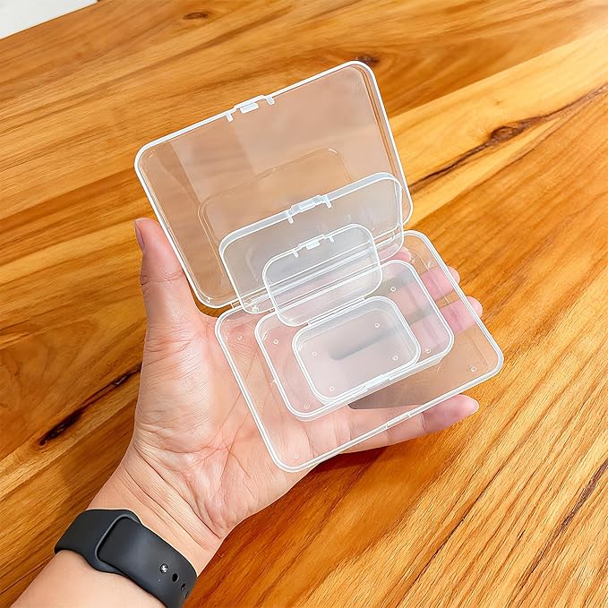 LJY 28 Pieces Mixed Sizes Rectangular Empty Mini Plastic Storage Containers With Lids For Small Items And Other Craft Projects Plastic Containers For Organizing Small Storage Containers