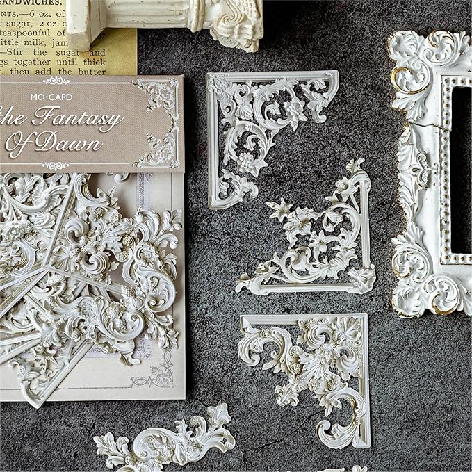 120Pcs Vintage Photo Frame Corners Decorative Paper, Embossed Cardstock Cutouts, Picture Border Frames for Scarpbooking Card Making Junk Journaling Collage Craft Embellishment Album Decor Non-Sticky