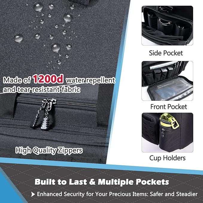 Patrol Bag Law Enforcement - Police Duty Bag - Water Resistant Car Front Seat Organizer with 15.6" Laptop Storage and Molle System for Police Gear, EMTs, Cameras, Pet Detective Gear