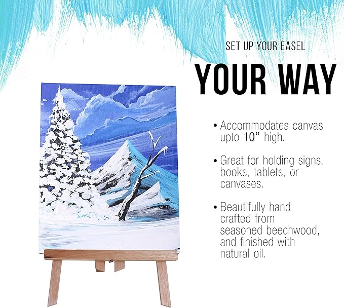 U.S. Art Supply 11" Small Tabletop Display Easel - Beechwood Artist A-Frame Display Stand, Wooden Easel for Painting, Canvas Stand, (Pack of 1) Classrooms Events Photo Picture Sign Holder