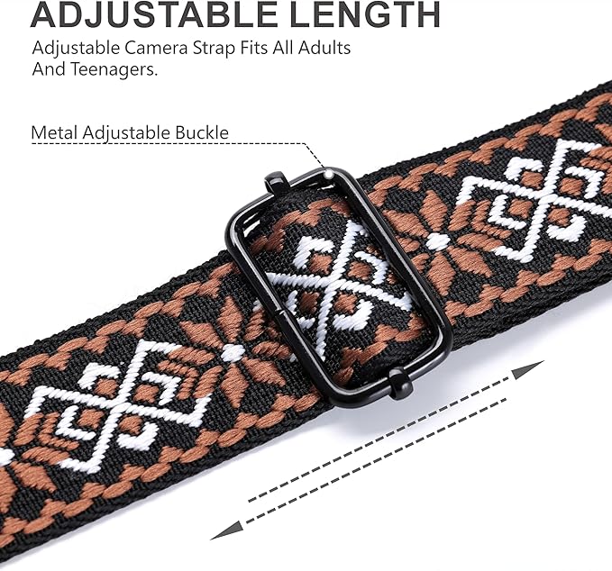 Padwa Lifestyle Adjustable Camera Strap - 1.5" Top Layer Cowhide Head Camera Straps for Photographers, Cotton Adjustable Neck Shoulder & Crossbody Strap Quick Release for All Cameras and Binoculars