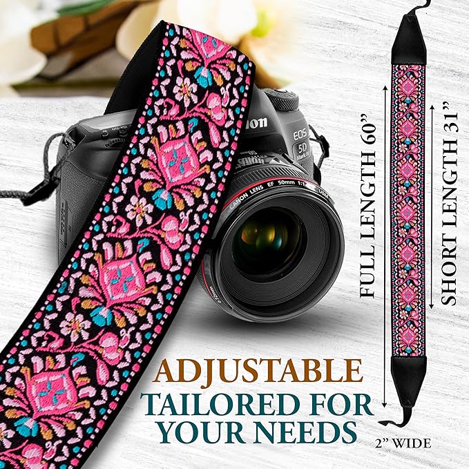 Art Tribute Camera Strap for All DSLR and Mirrorless Cameras. Add Your Name Or Initials Make It a Personalized Gift