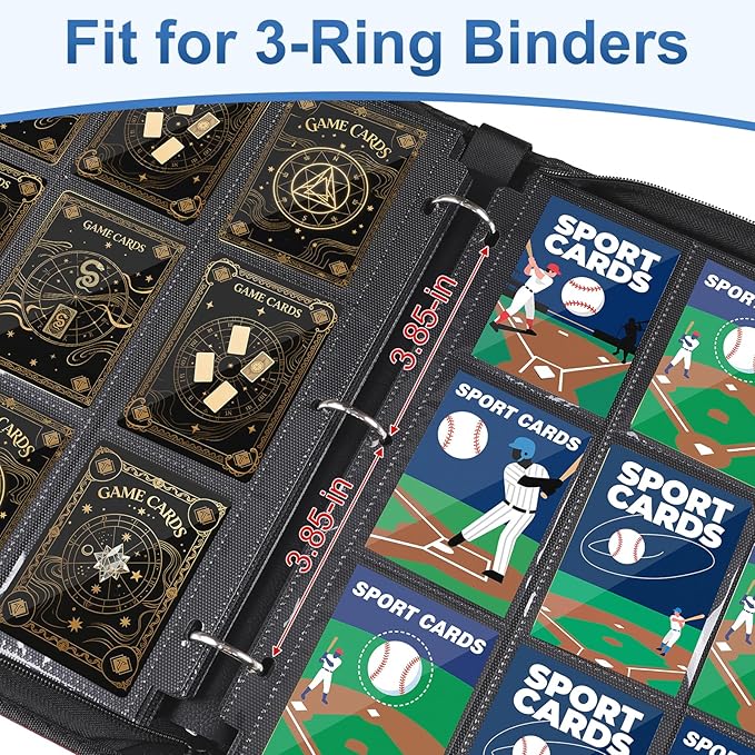 30 Pack 9 Pocket Page Protector,540 Pockets Black Card Binder Sheets, Trading Card Sleeves Pages Baseball for 3 Ring Binder, Sheets Standard Size Cards, Sport Game Business Cards