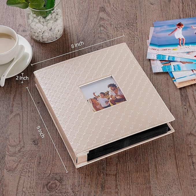 Mublalbum Small Photo Album 4x6 200 Photos Leather Cover Picture Book with Horizontal Pockets for Baby Wedding Anniversary and Family (Pink)