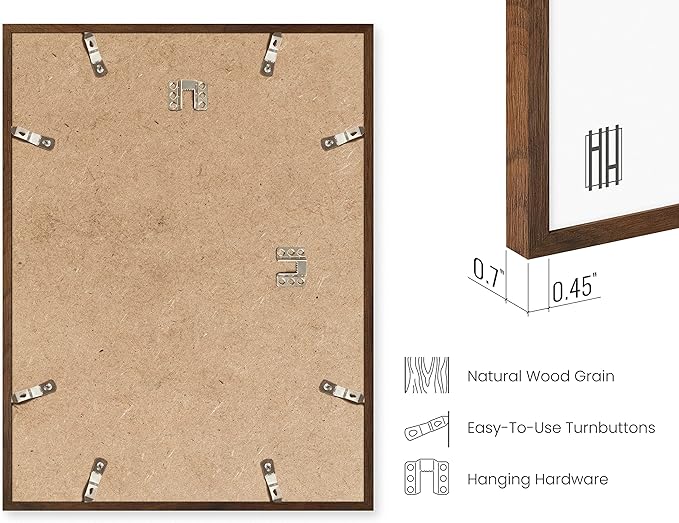 HAUS AND HUES Walnut Wood 20x30 Picture Frames - Set of 6, Gallery Wall Poster Frames (Walnut Frames)