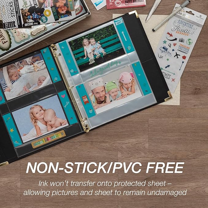Samsill 4x6 Photo Pages for 3-Ring Binder - 4x6, 50 Pack, Holds 200 Pictures, Each 2-Pocket Photo Pages Hold Four 4 x 6 Pictures, 4x6 Photo Pockets, 4x6 Photo Sheet Protector