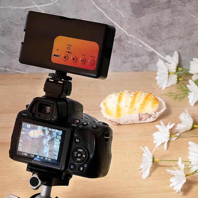 Tri-Color Camera Video Light - Compact hot Shoe Mounted LED Light with stepless dimming for Live Streamers, Photographers, Short Video Makers
