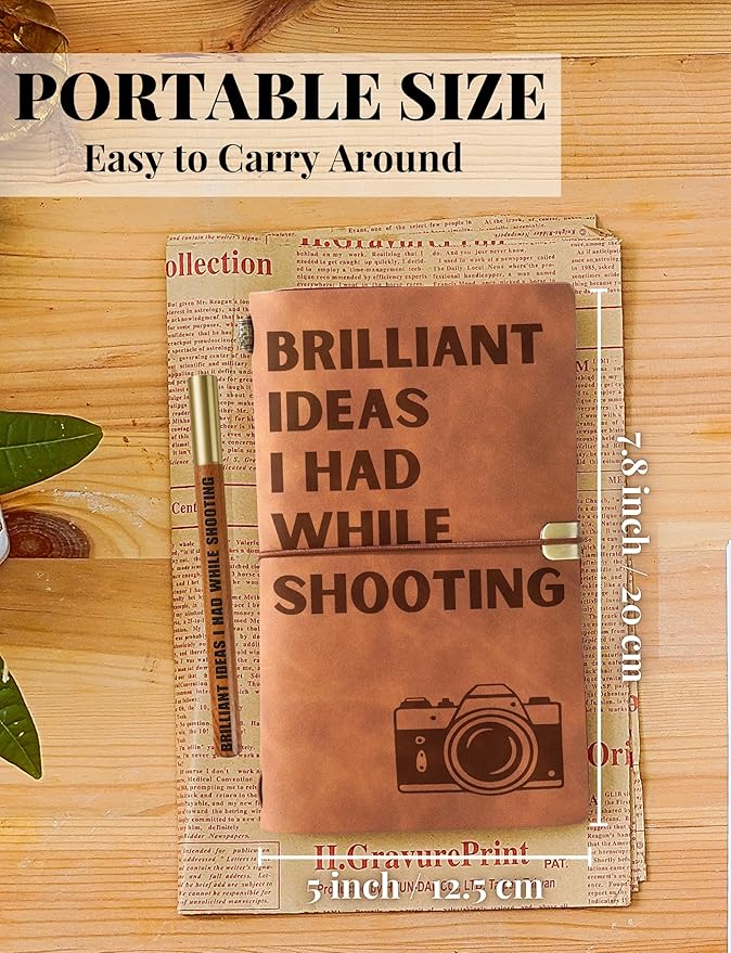InnoBeta Photographer Gifts Embossed Journal Notebook, for Men Women on Christmas, Birthday, Travel Diary, Faux Leather, 7x5 Inches - Brilliant