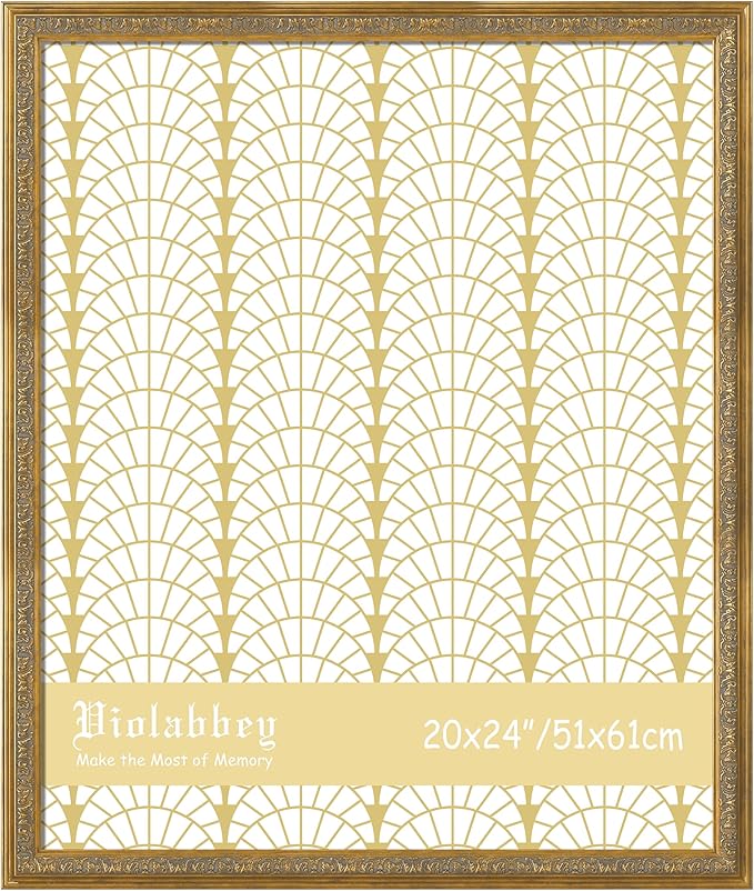 VIOLABBEY 20x24 Gold Frame, Vintage Poster Picture Photo Frames Ornate without Mat for Wall Hanging
