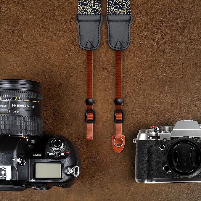 Padwa Lifestyle Plaid Camera Strap - 2" Wide Double Layer Cowhide Head,Cotton Camera Shoulder Straps