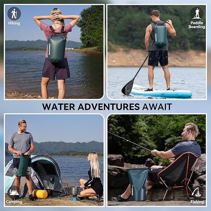 MARCHWAY Floating Waterproof Dry Bag Backpack 5L/10L/20L/30L/40L, Roll Top Sack Keeps Gear Dry for Kayaking, Rafting, Boating, Swimming, Camping, Hiking, Beach, Fishing