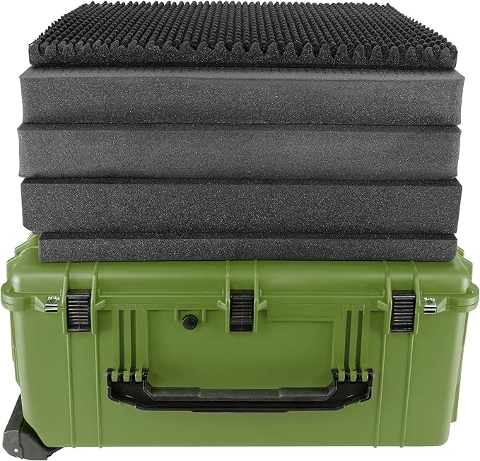 Eylar 31.5" X-Large Protective Roller Hard Case for Cameras, Drones, Tools, and AV Equipment with IP67 Waterproof, Shock Resistant, and Customizable Foam Inserts (OD Green)