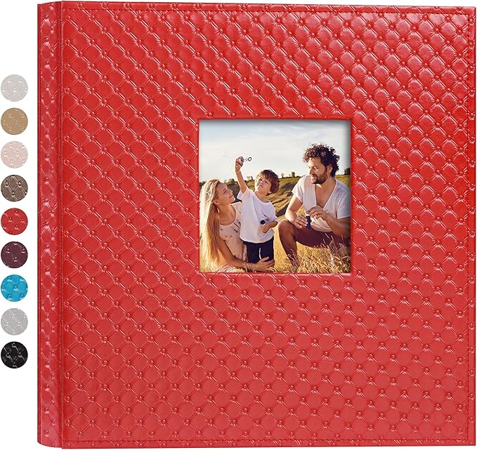Mublalbum Leather Photo Album 4x6 600 Photos Large Capacity Picture Book with Horizontal and Vertical Pockets for Baby Wedding Anniversary and Family (Red)