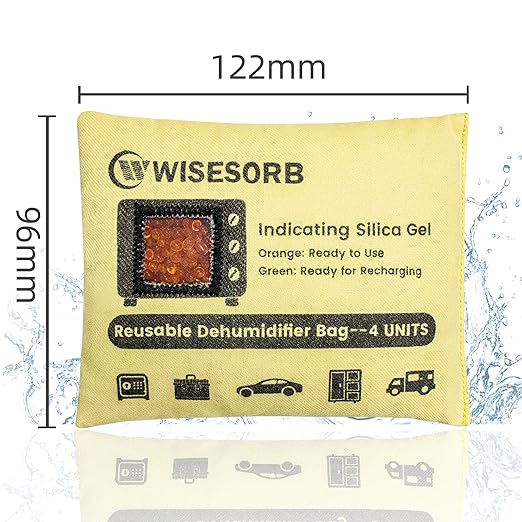 6 Pack 120G Reusable Silica Gel Desiccant Dehumidifier Bags, Color Indicating Moisture Absorbers for Car, Closet, Garage, 3D Filaments, Emoisture, Microwave Rechargeable Reusable Drying Bags