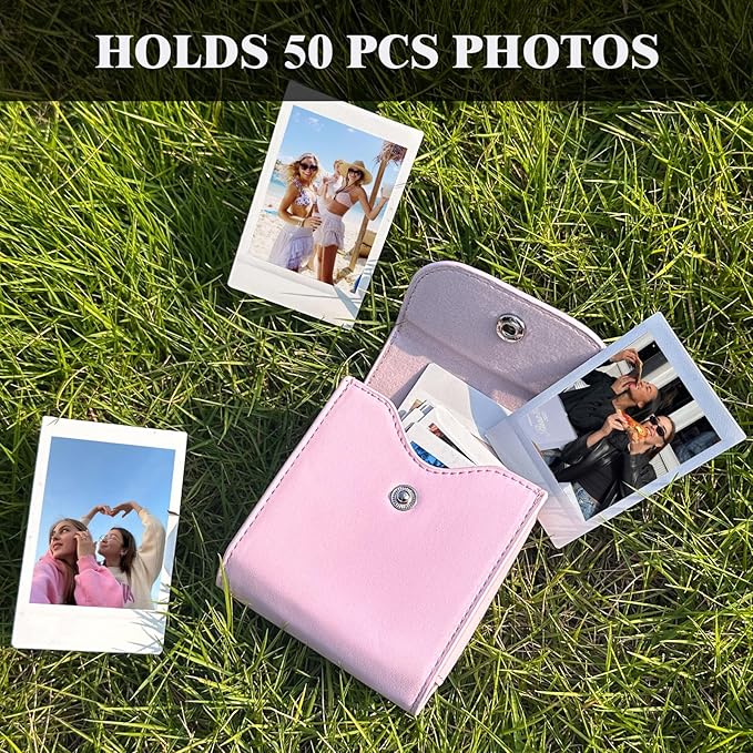 WOGOZAN Square Album for Fujifilm Instax Square/SQ1/SQ40/SQ6/SQ10/SQ20/SP-3 Instant Camera 2.9x3.4 Inch Films for Instax Square Film, Photo Album for Polaroid Mini Pictures, SQ Photo Pouch Bag (Pink)