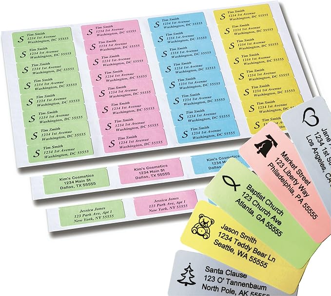 Return Address Labels - 500 Personalized Labels on Sheets (Multi-Color)