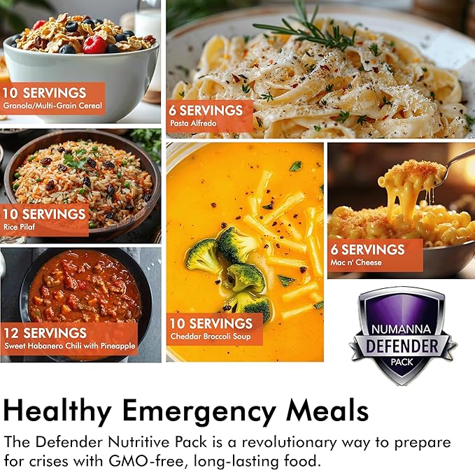 Numanna Defender Nutritive Pack Bucket 204 Servings | 1-Month Emergency Food Supply | GMO-Free, Non-Perishable Meals with Organic Grains & Superfoods | Easy to Prepare | Camping & Daily Use Pack of 1