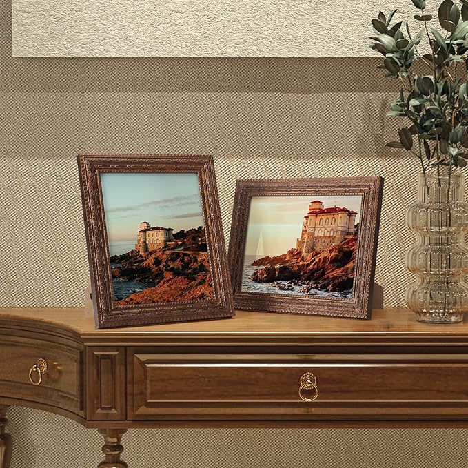 Edenseelake 8x10 Picture Frame Set of 2, Vintage Antique Ornate Photo Frame 8 by 10 for Tabletop or Wall, Bronze