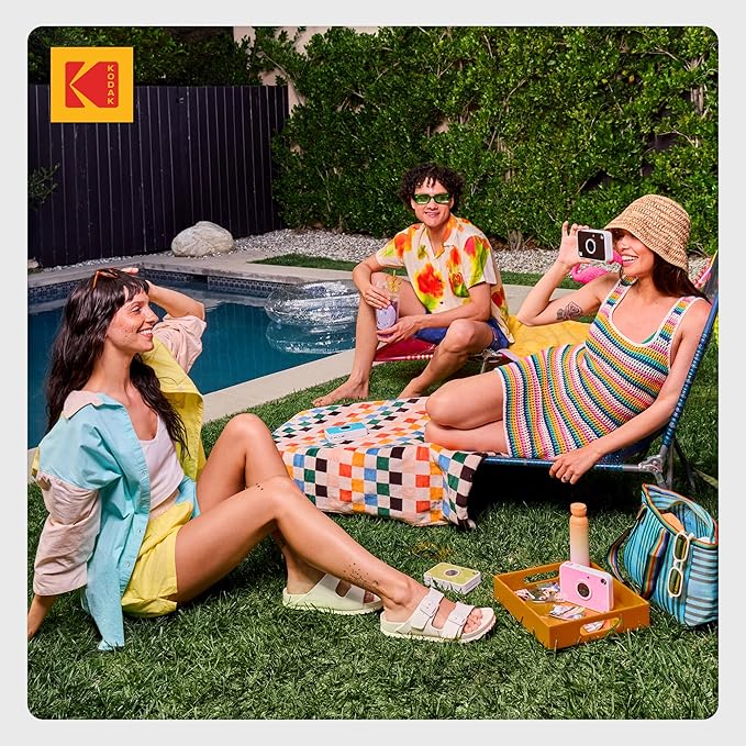 Kodak Printomatic+ Instant Print Digital Camera (Black) 10MP Portable Camera with Interactive RGB LED Status Indicator, Prints Full-Color Photos on Zink 2x3” Sticky-Backed Photo Paper - Easy & Fun
