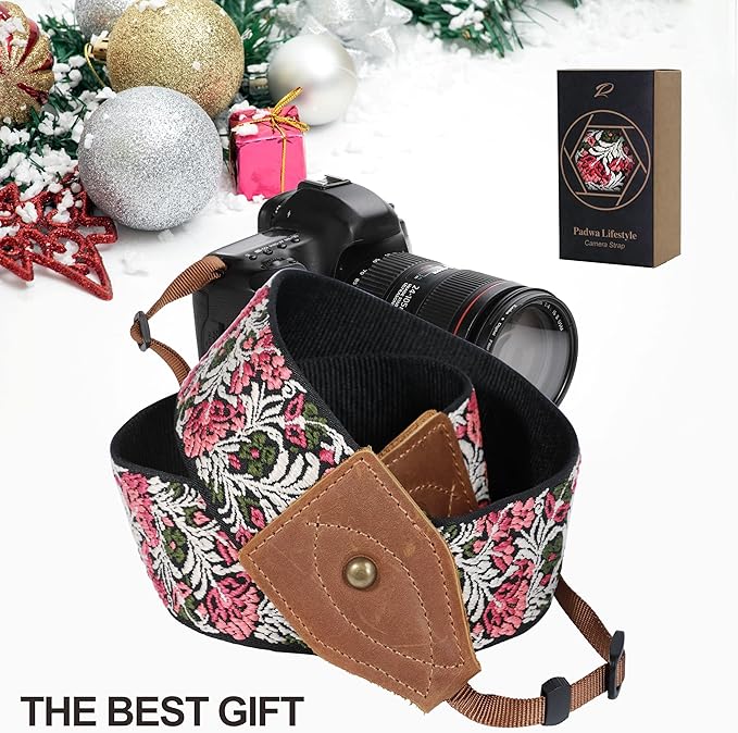 Padwa Lifestyle 2" Wide Classic Crazy Horse Art Cowhide Head Cotton Camera Straps for Photographers