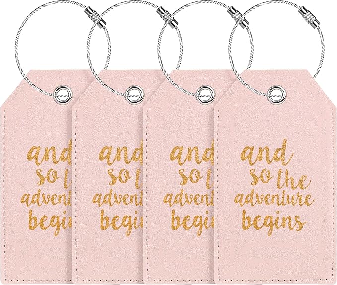 4 Pack Luggage Tag, Personalized Luggage Tags for Suitcases, Cute Bag Tags for Backpacks Handbag School Instrument with Name ID Label Travel Essentials, Unique Fun Baggage Tags