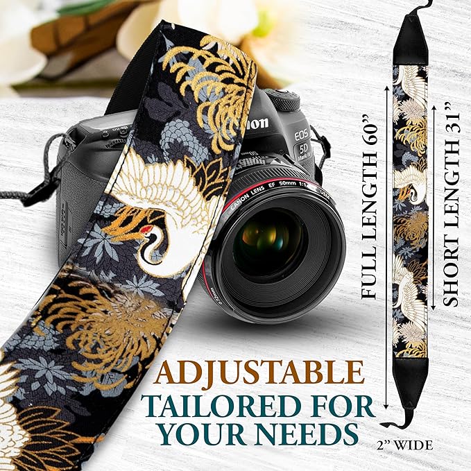 Art Tribute Camera Strap for All DSLR and Mirrorless Cameras. Add Your Name Or Initials Make It a Personalized Gift