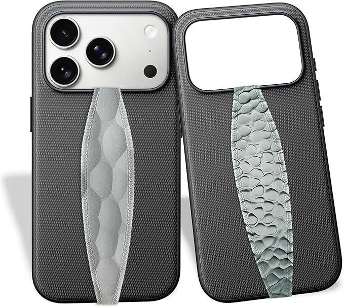 Switchbands Phone Grip Strap - Pack of 2 Reversible Finger Holder for Phone Back, Customizable Anti-Slip Design, Wireless Charging Compatible Detachable Holder for iPhone - Hammered Metal Silver