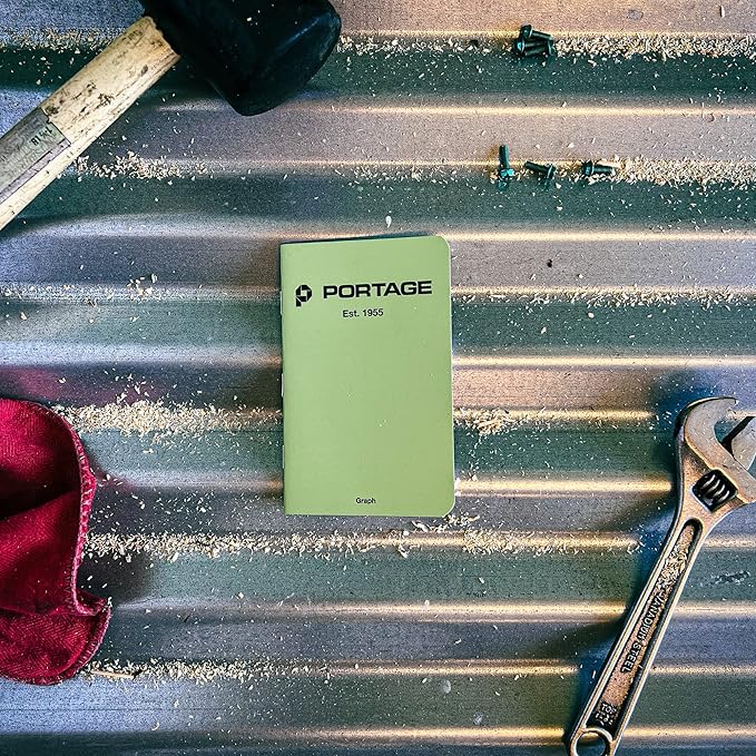 Portage Small Blank Notebook- Notepad for Field Notes, Green Blank Small Sketch Book, Pocket Notebook Journal for Taking Notes in the Field – 3.5 x 5.5 Inches, 64 Pages, (Pack of 6)