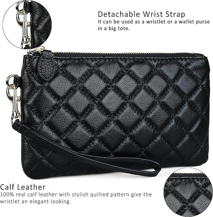 befen Genuine Leather Wristlet Clutch RFID Blocking Bag Cell Phone Wallet Purse Wristlet Wallet Purses and Handbags for Women