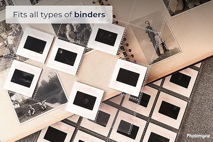 Photomyne Protective Photo Page | Holds 20 35mm Slides - 10 Pages Pack (200 Slides) - Clear Preservers
