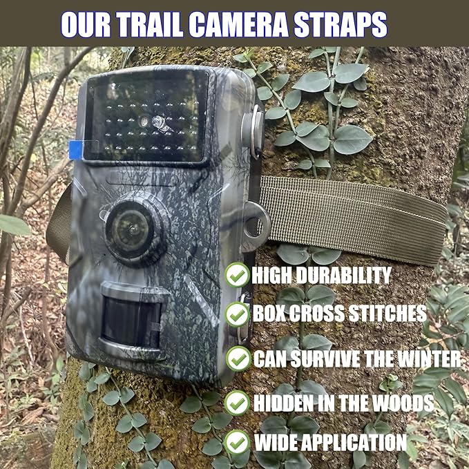 Heavy Duty Trail & Game Camera Mount Straps Belts Hunting Camera Tree Mounting Strap Belts Kit, Tie Down Straps with Buckle Portable UV Resistant and Foldable Nylon Fiber Strap Hunting Accessory 4 Pcs