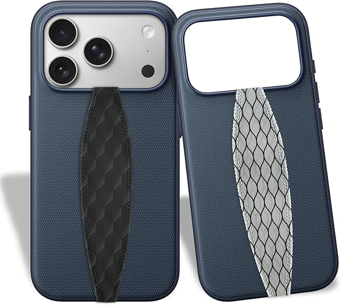 Switchbands Universal Phone Grip Strap – Customizable Phone Holder for Hand, Wireless Charging Safe Phone Handle Grip, Reuseable Phone Strap for iPhone, Samsung & Android Cases - Carbonite Weave