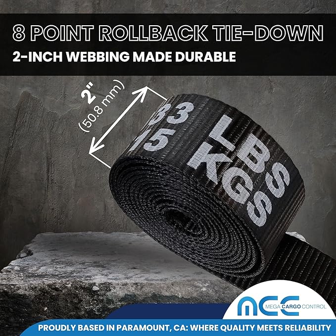 Mega Cargo Control Black Roll Back Tie Down System Chain Ends 8 Point Tie Down Kit for Car Hauler Carrier Tow Truck