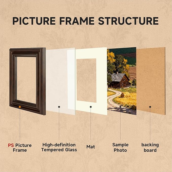 11x14 picture frame, 2 Pack Photo Frame for Wall or Tabletop Display, Ornate Vintage 11 x 14 Picture Frames with Real Glass, Display Poster 8x10 with Mat or 11x14 without Mat for Antique Déco, Brown