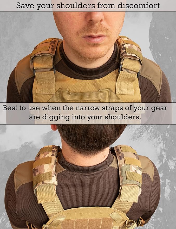 Shoulder Strap Pad for Optimal Weight Distribution, Plate Carrier Shoulder Pads with Velcro, Backpack Strap Pads, Shoulder Strap Cushion for Tactical and Weighted Vests, Body Armor, Waist Belts
