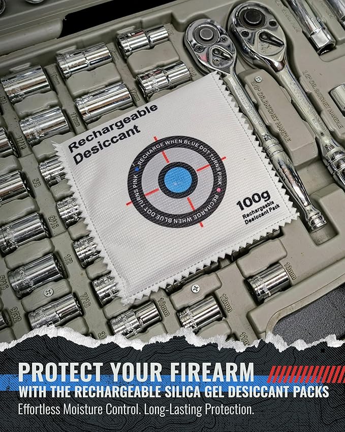 Cedar Mill Fine Firearms Gun Safe Dehumidifier – 100g Rechargeable Desiccant Packs - Reusable Moisture Absorbers for Rifle Cases, Firearms, Closet, Car - Pack of 2