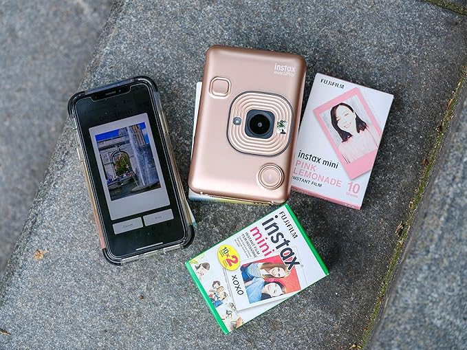 Fujifilm Instax Mini Liplay Hybrid Instant Camera - Stone White
