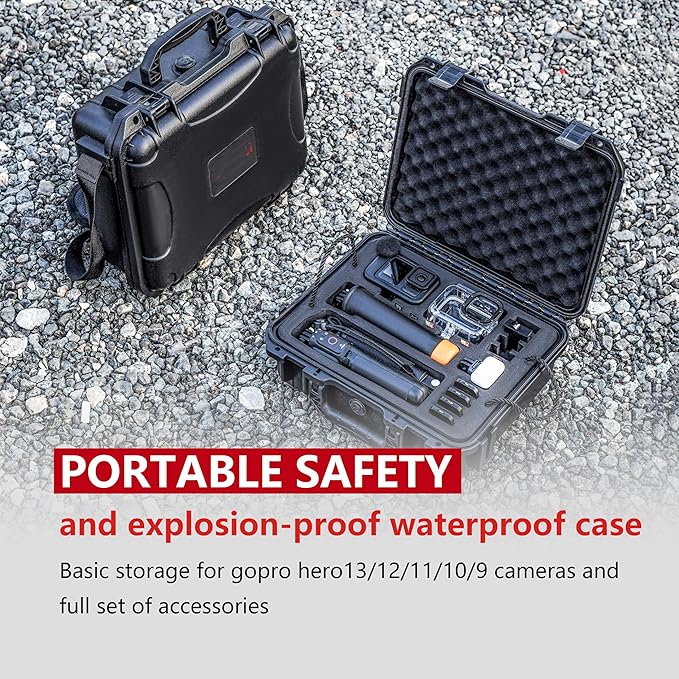 Hard Case Organizer For Gopro Hero 13/12/11/10/9/8 Media Mod/Volta/Protective Housing/Chest Mount Creator Edition Accessories Waterproof Travel Storage Carrying Case 12.4 * 4.7 * 10.4inch
