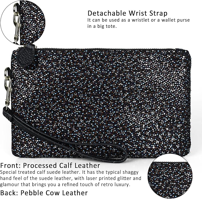 befen Genuine Leather Wristlet Clutch RFID Blocking Bag Cell Phone Wallet Purse Wristlet Wallet Purses and Handbags for Women