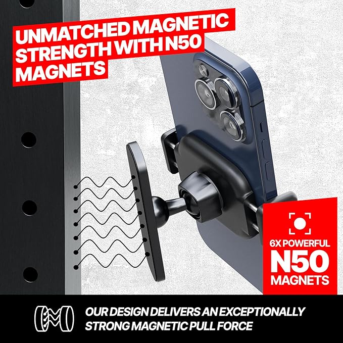 Magnetic Phone Holder for Gym – Essential Gym Rats Stuff – Magnetic Tripod for iPhone and Magnet Phone Mount– Home Workout Accessories and Gear