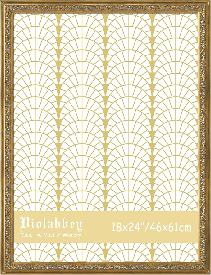 VIOLABBEY 18x24 Poster Frame Gold, Vintage Picture Photo Frames Ornate without Mat for Wall Hanging