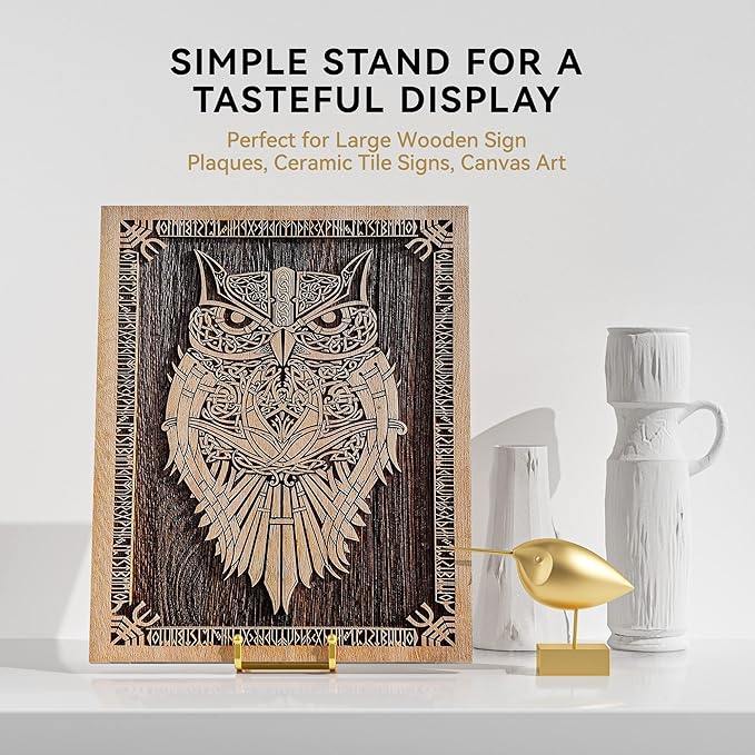 8 Inch Large Plate Stands for Display - Metal Plate Holder Display Stand, Picture Stand for Book, Platter, Plaque, Photo Frame, Small Easel Tabletop Art Display (Gold 2 Pack)