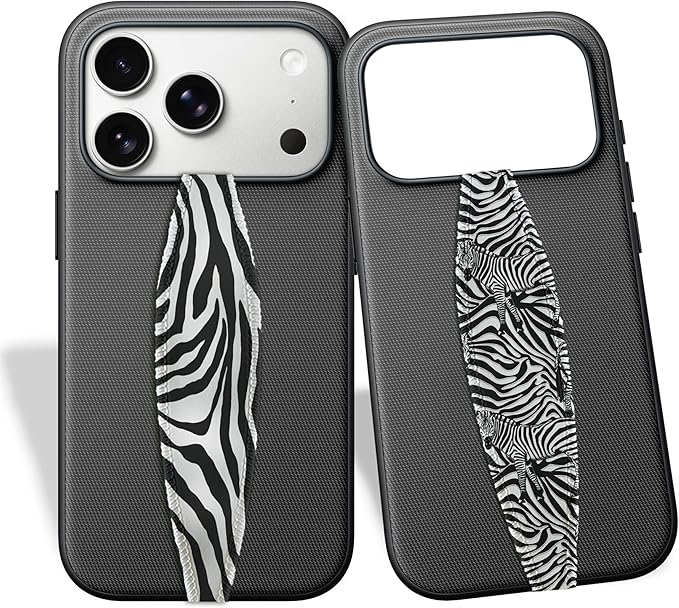 Switchbands Universal Phone Grip Strap – Pack of 2, Customizable & Reversible Elastic Phone Strap Grip Holder, Ultra-Slim Hand Strap for Phone Case for Almost All Phone Cases - Zebra Patterns