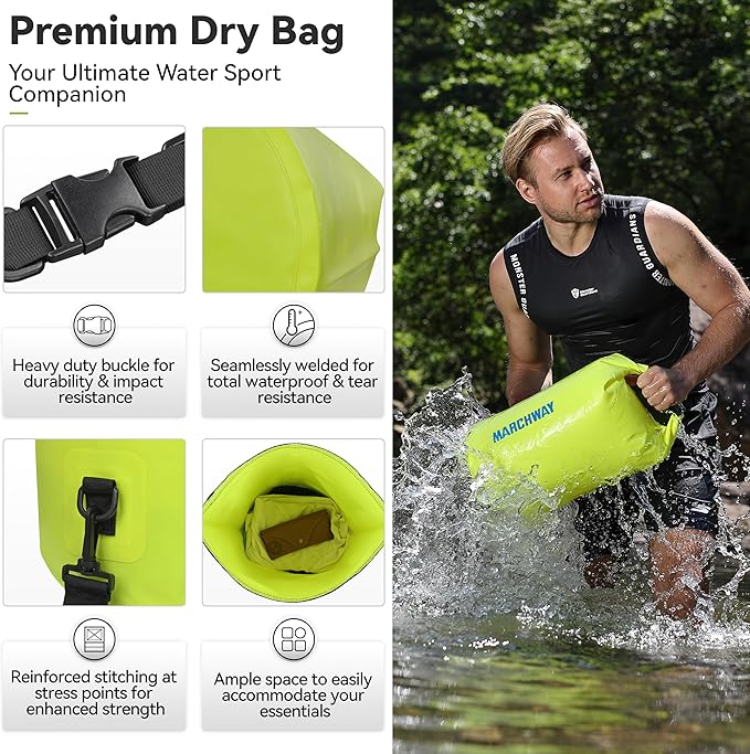 MARCHWAY Floating Waterproof Dry Bag Backpack 5L/10L/20L/30L/40L, Roll Top Sack Keeps Gear Dry for Kayaking, Rafting, Boating, Swimming, Camping, Hiking, Beach, Fishing
