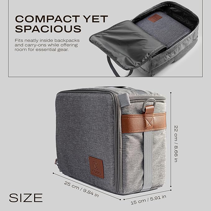 C Coiro Camera Bag for Digital DSLR SLR, Protection, Waterproof Mirrorless Small Camera Bag, Camera Lens Case, Travel Organizer Camera Insert for Backpack, Gray Color
