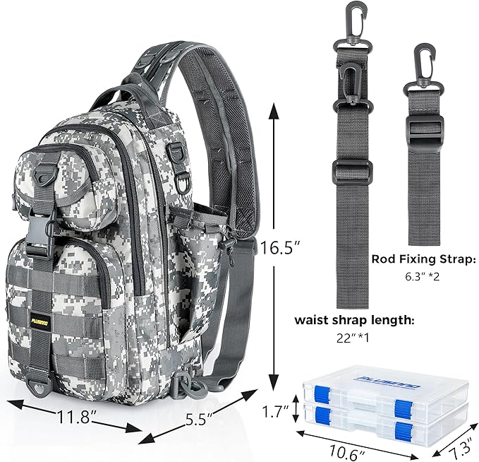 PLUSINNO Fishing Backpack Tackle Bag, Water-Resistant Backpack with Rod Holder, Ideal Gifts for Men