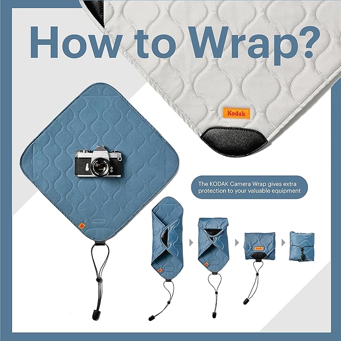 KODAK Camera Wrap Size M 31x31cm - Water-Resistant, Anti-Scratching and Dust-Free Protective Cloth for Mirrorless Camera, Compact Camera, Prime Lens (Olive) [ONE item]
