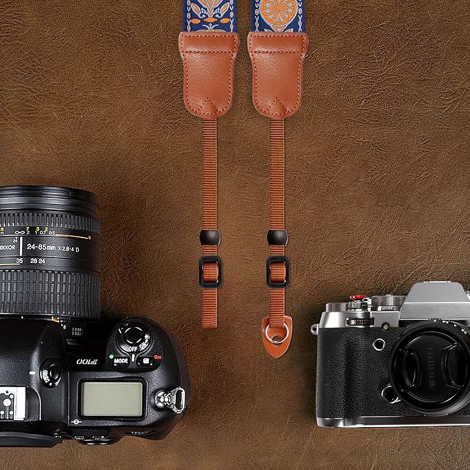 Padwa Lifestyle Plaid Camera Strap - 2" Wide Double Layer Cowhide Head,Cotton Camera Shoulder Straps
